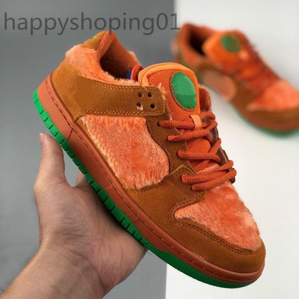 

grateful low pro mens running shoes dancing bears skateboard chunky dunky sport sneakers women yellow orange green three bear trainers, Black