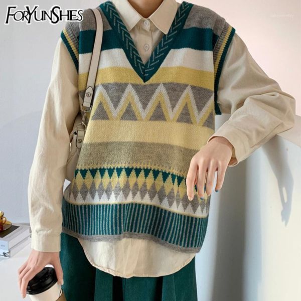 

women's vests foryunshes brown plaid sweater vest women harajuku sleeveless knitted jumper oversized pullovers sweaters cropped tank 1, Black;white