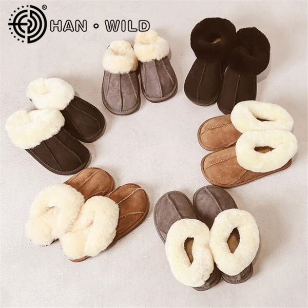 

female winter slippers 100% genuine leather sheepskin slippers natural fur women warm indoor shoes soft wool lady house slippers y201026, Black