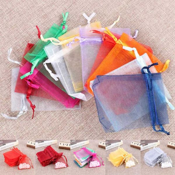 

50pcs christmas gift bag sachet transparent hard yarn bag packaging wedding party jewelry decoration gift packaging, Pink;blue