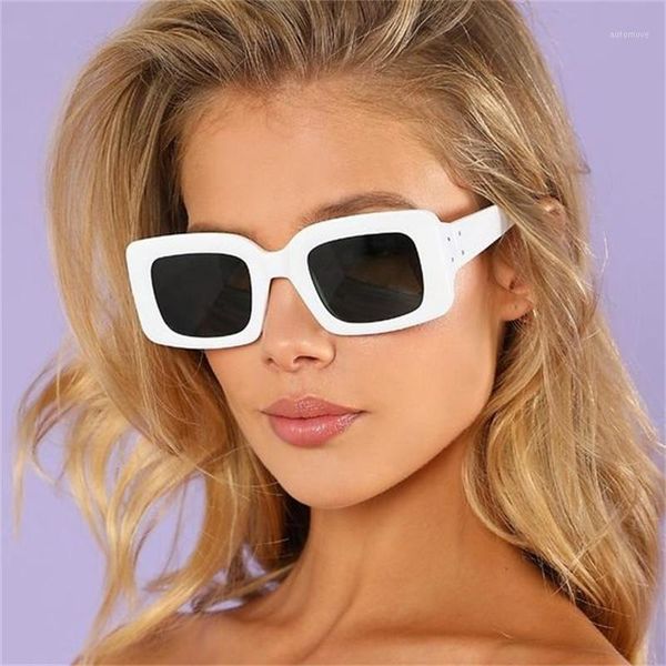 

white square sunglasses luxury vintage brand rivet shades 90s glasses retro designer tortoiseshell big frame sunglasses uv4001, White;black