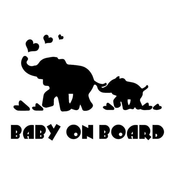 

16.5x11.5 см слонов мама младенца забавный мультфильм автомобиль наклейка ребенка на доске предупреждающие наклейки c25-0249