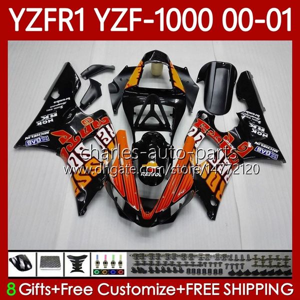 Motocicleta Repsol Body Bodys para Yamaha YZF-R1 YZF-1000 YZF R1 1000 CC 00-03 Bodywork 83No.17 YZF R1 1000CC YZFR1 00 01 02 03 YZF1000 2000 2000 2003 2003 Kit de Feira do OEM