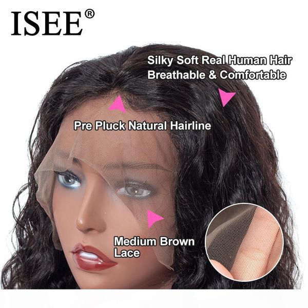 

isee hair lace front wigs peruvian lace wigs 130% 150% density, Black
