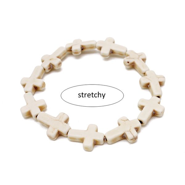 

turquoise fashion cross natural stone beads bracelets colorful religious beaded bracelet wholesale jewelry for women men, Black