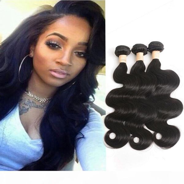 

body wave brazilian virgin hair extensions bundles 3 pieces lot 8-30inch human hair body wave wefts weaves natural color, Black