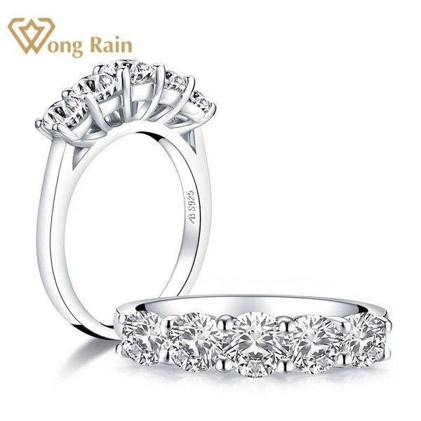 

wong rain 100% 925 sterling silver round cut created moissanite gemstone engagement ring wedding band fine jewelry wholesale q1214, Golden;silver