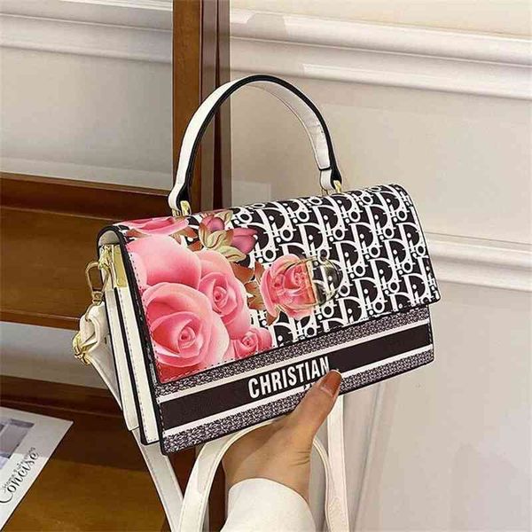 

fashion retro printed small square bag messenger hand bill of lading shoulder word women's armpit bag 50% clearance sale