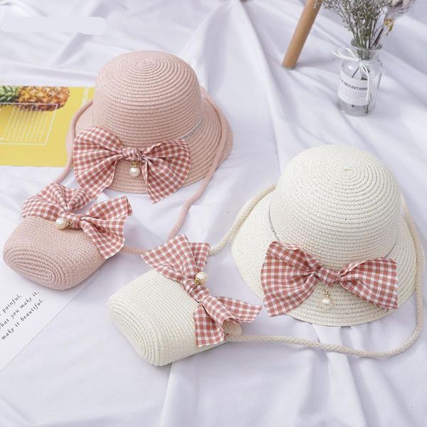 

caps & hats sweet girls sun hat +should bag handbag 2pcs sets summer straw baby accessories for kids cap1, Yellow