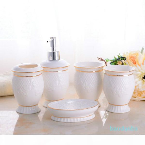 

creative universal bathroom set 5pcs fashion brief newlyweds new home ceramic european mouthwash bathroom set ing