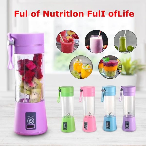 

4 blades portable blender tool usb electric screw juicer machine smoothie mixer mini fruit vegetables food processor