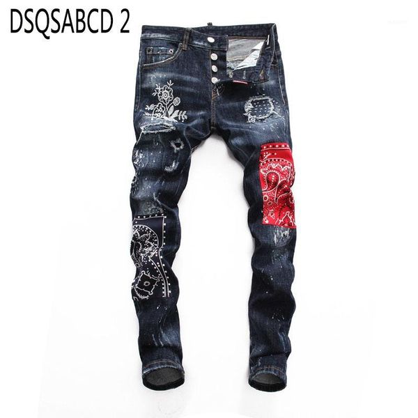 

european mens jeans jeans luxury men straight denim trousers patchwork slim blue pencil pants for men1