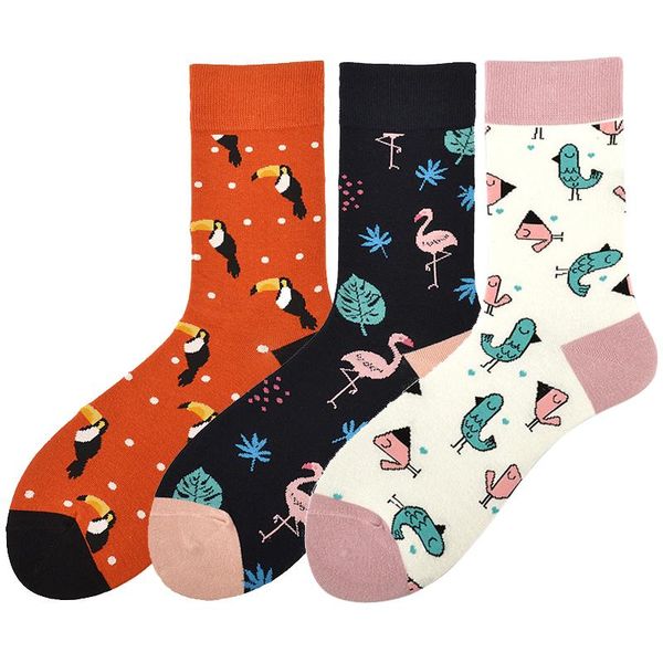 

3 pairs/lot novelty skateboard avocado flamingo cartoon streetwear kawaii short cotton socks happy women men warm funny socks wmttps xhlove, Black