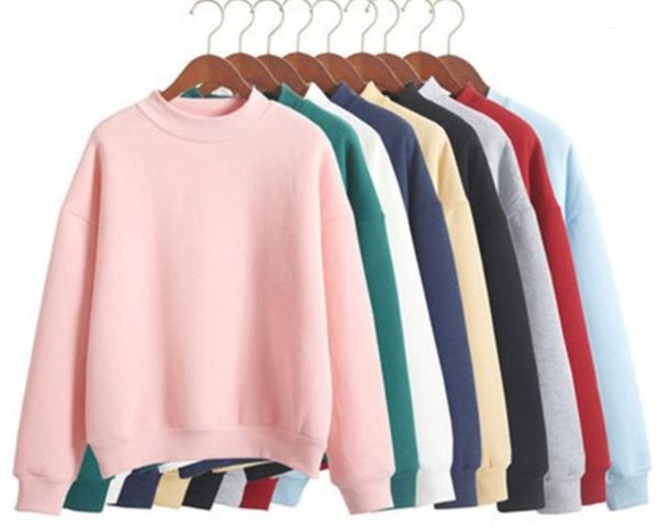 

women's hoodies & sweatshirts wholesale m-xxl cute women pullover 9 colors 2021 autumn coat winter loose fleece thick knit sweatshirt f, Black