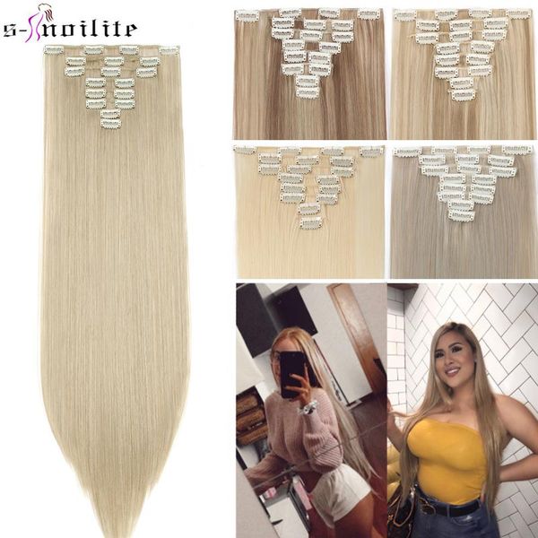 

snoilite 26 дюймов 8 шт. / установить клип в наращивание волос прямые натуральные зажима для волос synthetic clip в наращивании волос f bbyg, Black;brown