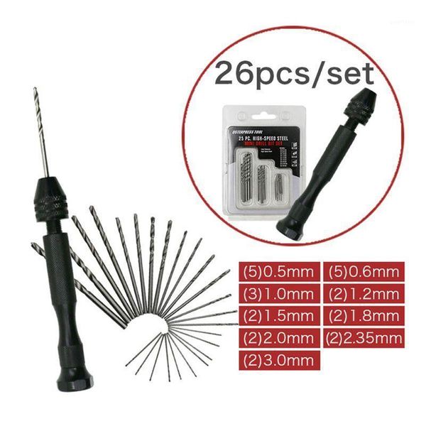 

mini micro hand drill with 10/25pcs twist drill bit woodworking drilling rotary tools jewelry craft1