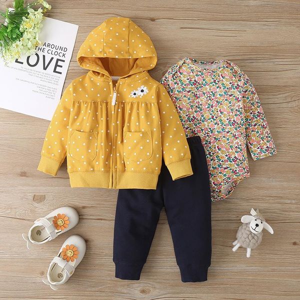 

carter toddler autumn newborn baby girls coat baby boy suit trousers and sanitary clothes 3-piece set boys clothes, White