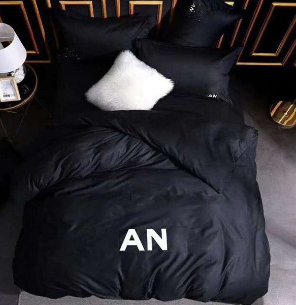 

cotton bedding sets letter printed sheet duvet cover pillowcase european style designer solid color quenn size bedding sets