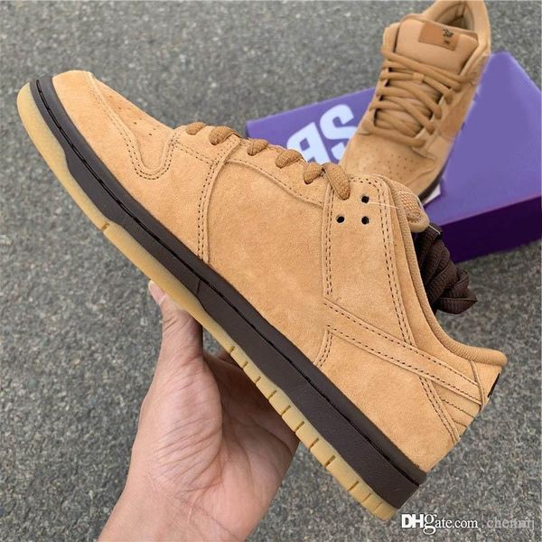 

горячая высокая подлинная dunk sb низкая пшеница moocha skateboard обувь из пшеницы замша на открытом воздухе спортивная обувь загар мужчин