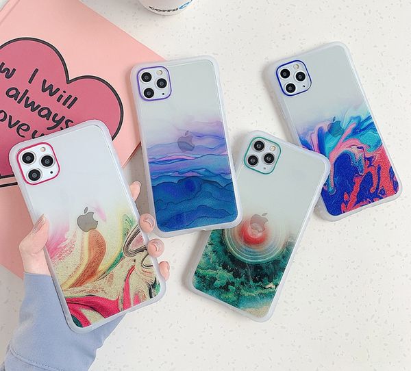

little waist soft tpu case for iphone 12 11 pro max se2 xr xs max 7 8 6 plus bling glitter watercolor pattern cover