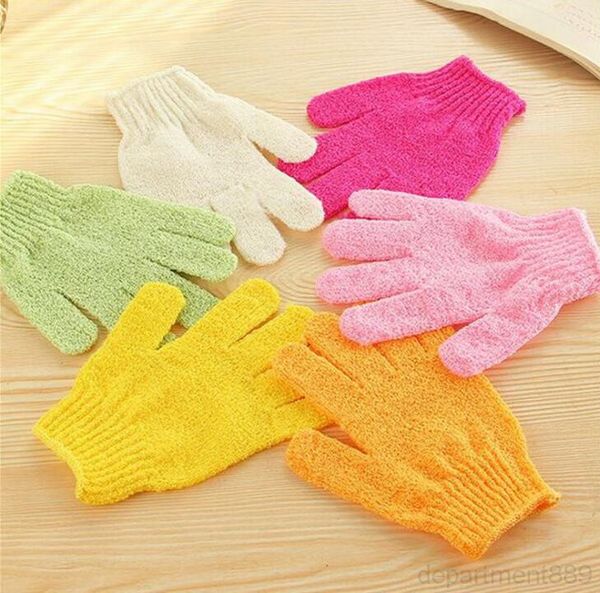 

five-fingered nylon exfoliating bath scrubber glove shower gloves body spa massage dead skin cell remover owa1606