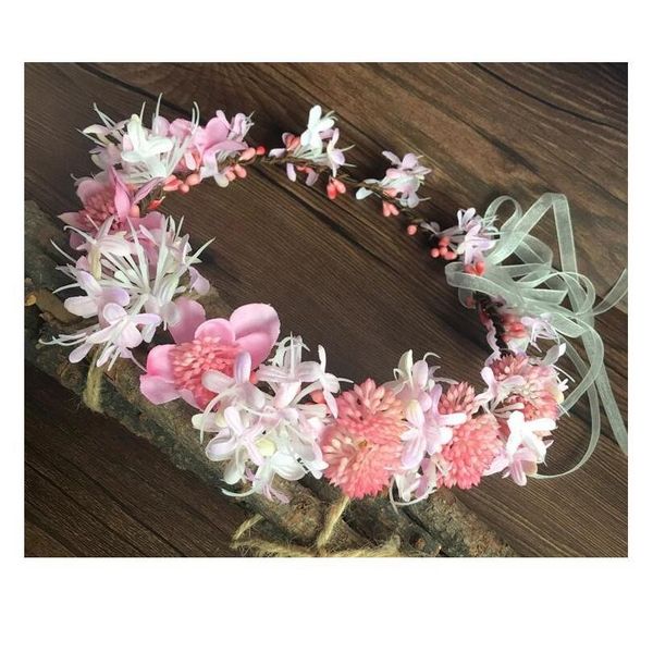 

handmade bridal wedding flower wreath holiday hair headdress flower crown korean hair accessories adjustable party qylxzg