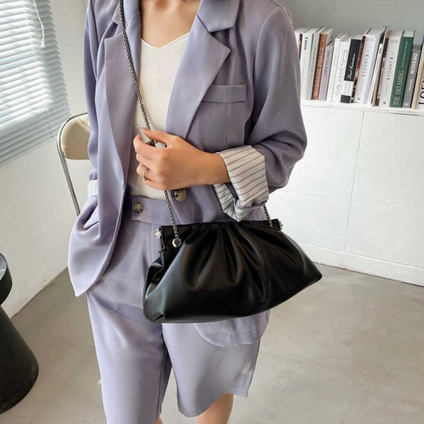 

bag showecomfort01 soft leather chain crossbody fashion bags for women 2021 new pu handbags shoulder bag ladies cloud day clutch purse q0826