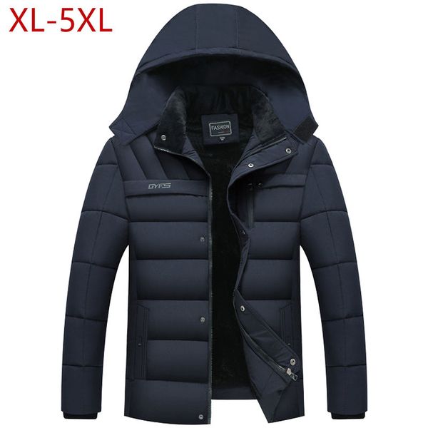 

2019 mens winter jacket thickness warm hat detachable coat simple hem practical parkas windproof snow cold jacket large size 5xl c1201, Black;brown