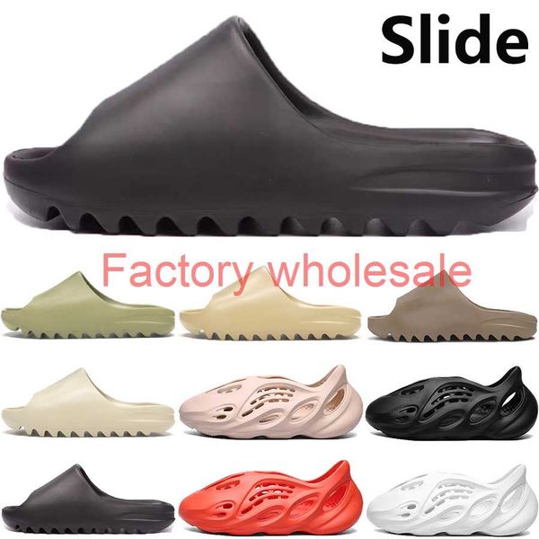 

2020 new foam runner slipper sandal shoes men women resin bone desert sand earth brown soot triple black total orange slide sandals