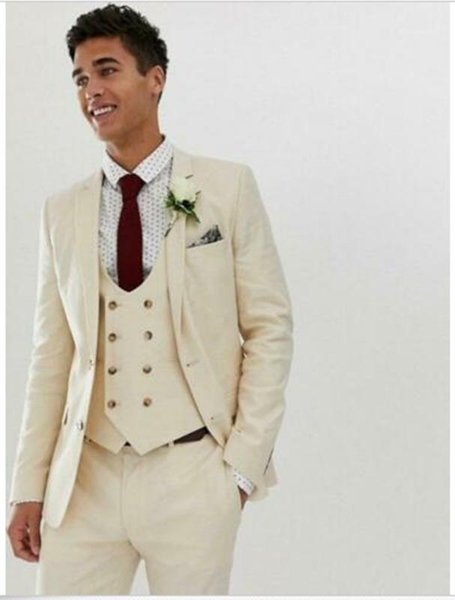 

2020 beige mens suits 3 piece (coat+vest+pants) notch lapel costume homme special occasion formal tuxedo suit1, White;black