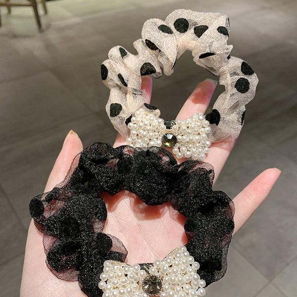 

hair accessories pearl rubber band elastic scrunchies ponytail holder fashion retro bows hairbands for girls
