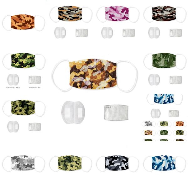 

fashion cotton camouflage print washable face mask prevent pollution anti dust pm 2.5 respirator mouth reusable masks with filter 3 njrfs