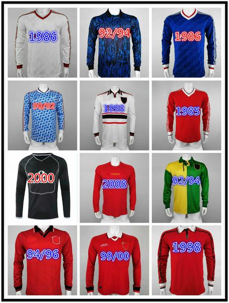 

long sleeve 1986 1988 man utd retro soccer jersey blue white red 86 88 football shirt vintage camiseta de futbol, Black;yellow
