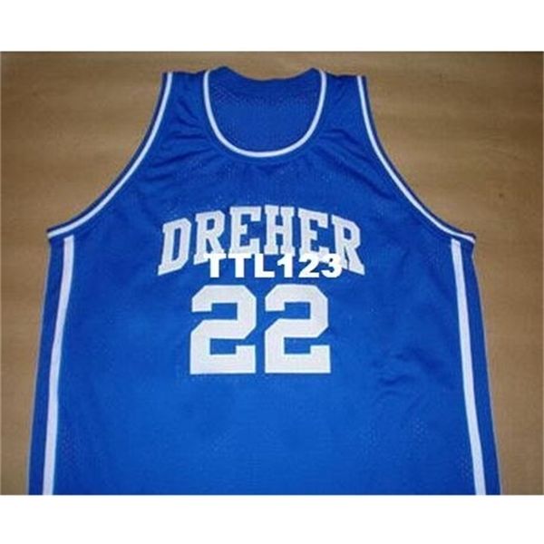 

vintage #22 alex english dreher round neck mesh fabric embroidery jersey size s-4xl or custom any name or number college jersey, Black