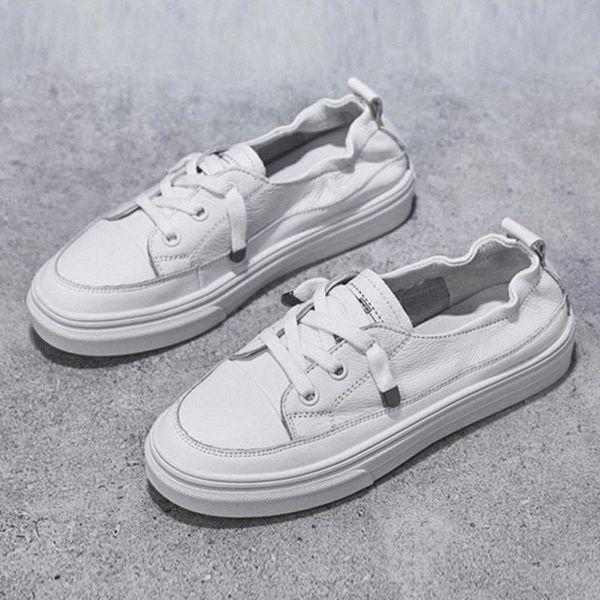 

genuine leather shoes women flats casual woman white sneakers cow leather female footwear soft comfortable a1535 #af08, Black