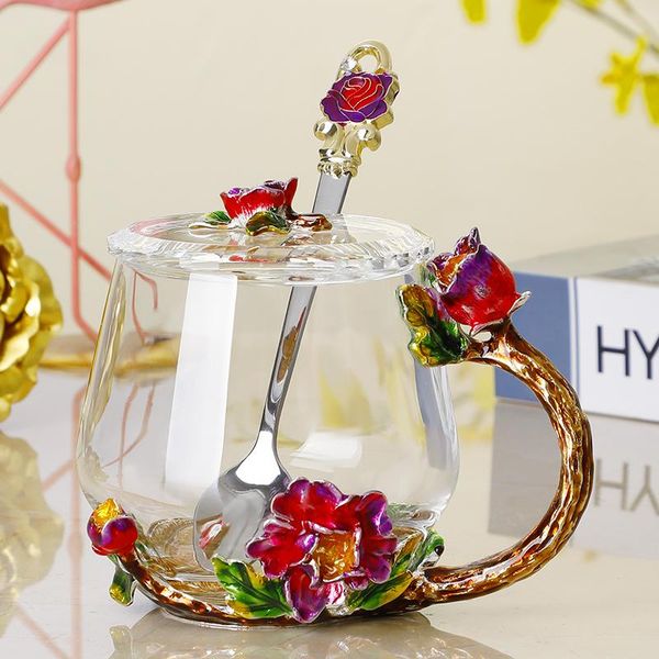 

enamelled water cup stemped cup cup creative family live free pyrex glass на кружке кристалл кубок кружка молока с ложкой крышки wmtdzy