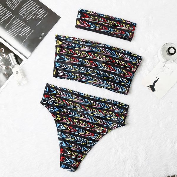 

2020ss new split swimsuit bikini sports suit swimsuit with tag dahong swimsuit factory, White;black