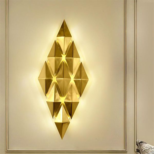 

wall lamp creative diamond shape gold bronze led lamps post modern luxury living room sconce lights bedroom luster deco fixtures