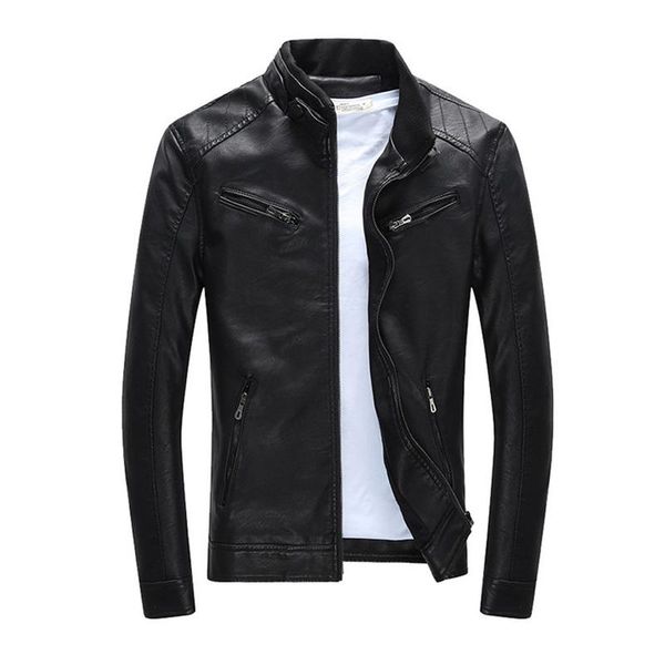 

men's jackets men business casual coats moto leather autumn winter pu biker faux wofepymxmy slim jacket stand collar, Black;brown