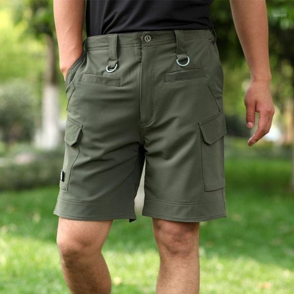 

men shorts summer outdoor sport quality dry loose multi 8 pockets sweatpants hiking short pants1, Brown;gray