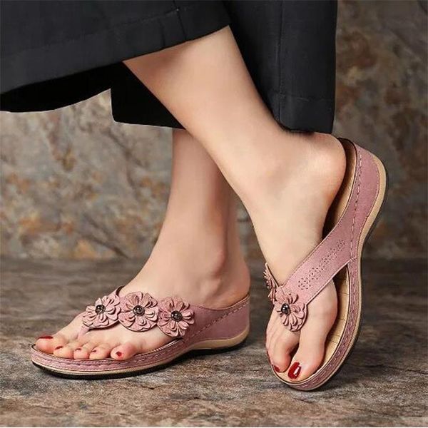 

women's wedge slides 2021 cute flower sandals shoes women beach flip flops female ladies woman sandals lady casual slides, Black