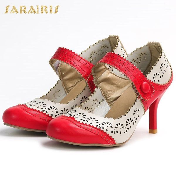 

dress shoes sarairis 2021 big size 43 high heels vintage elegant party office lady mary janes pumps brogue women1, Black