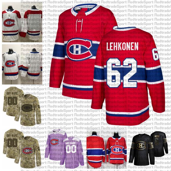 

2021 customize # 62 artturi lehhonen montreal canadiens джорки golden edition camo ветеранов день борется с раком на заказ сшитые хоккейные, Black;red