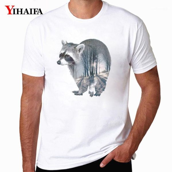 

men's t-shirts casual 2021 men t-shirt winter forest bear graphics tees harajuku short sleeve mens hip hop t shirts1, White;black