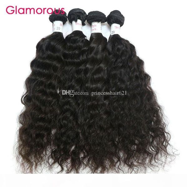 

glamorous brazilian human hair 4 bundles wet and wavy virgin hair weave new arrival peruvian indian malaysian wavy hair extensions for women, Black