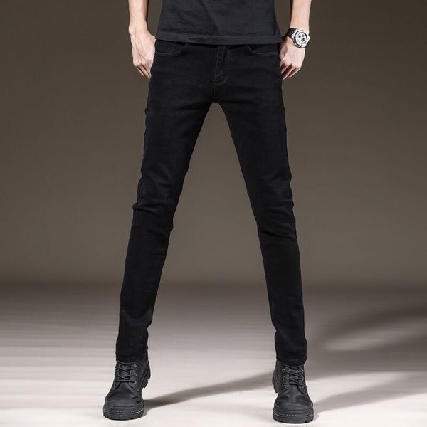 

junior middle and senior high school students autumn jeans korean fashion slim little feet big boys long pants men, Blue