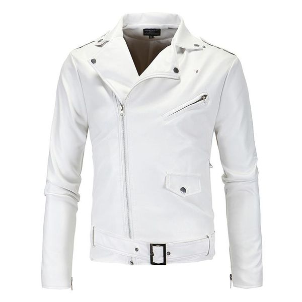 

men's fur & faux pu leather criss-cross splice small suits black zipper jacket white coat motorcycle jackets
