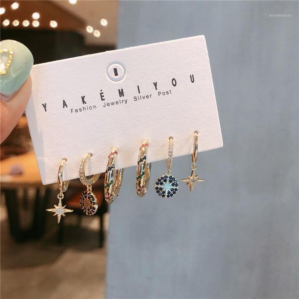 

fashion rainbow star hoop earings set cute star sets hoop earrings for woemn korean jewelry accessories1, Golden;silver