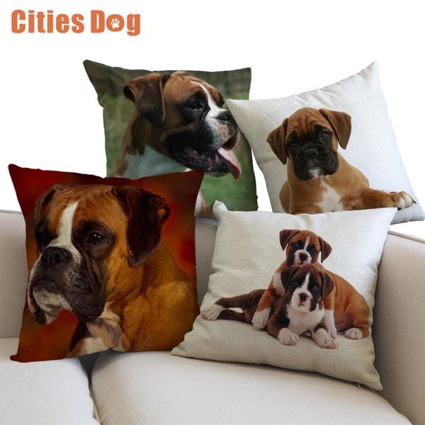 

decorative cushion animal dog pillows case cojines linen boxer 45x45cm throw car covers sofa pillow cushions cover