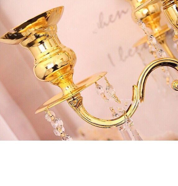 Argento Altezza 76 cm oro 5 teste Candelabro in cristallo, portacandele, centrotavola per matrimoni, portacandele con fiori